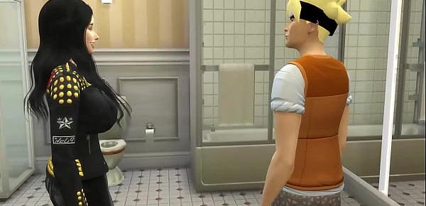 trendsFamilia Pervertida Cap 6 Naruto y su madre hinata e hermana hanabi queda atrapados en el baño terminan montandose un trio con su madre y hermana